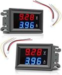 diymore Digital Ammeter Voltmeter 2PCS DC 100V 10A LED Volt Meter Voltage Current Meter Volt Amp Blue + Red Dual Color Display Multimeter Amperage Meter Volt Amp Gauge Panel