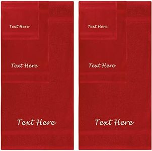 Personalized Towels Set - 6 Pack Super Soft & Absorbent Turkish Cotton Towels for Bathroom, Spa, Gym, Pool and Hotels - Includes 2 Bath Towels, 2 Hand Towels, 2 Washcloths - Red Towel Set