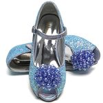 ELSA & ANNA® UK Girls Princess Snow Queen Wedged Party Shoes Sandals BLU23-SH (8.5 UK Child, numeric_8_point_5)