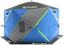 CLAM 14470 X-600 Portable 7 Person 11.5 Foot Pop Up Ice Fishing Angler Thermal Hub Shelter Tent with Anchors, Tie Ropes, and Carrying Bag