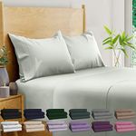 BAMPURE 100% Organic Bamboo Sheets King Set - 4PC Breathable Cooling Deep Pocket King Size Bed Sheets - Ensemble Draps Lit King Bambou - Luxury Bedding Set Fitted Sheet & Pillowcases (Seaglass)