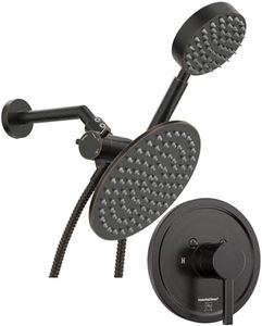 All Metal Dual Shower Head with Handheld, OIL RUBBED BRONZE - Complete Shower System with Rough-In Shower Trim Kit with Valve, Shower Arm and Flange, 2.5 GPM