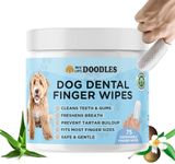 We Love Doodles Dog Teeth Cleaning Wipes - Pet Dental Finger Wipes for Dogs - Cleans Teeth and Gums, Freshens Breath Dog Dental Wipes, Prevents Tartar Buildup, Fits Most Finger Sizes (75 Wipes)