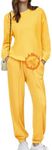 HOTOUCH Women Yellow Sweatsuit Fleece Tracksuit Set 2 Piece Outfits Long Sleeve Sweatshirt & Sweatpants