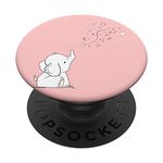 PopSockets White Elephant Pink Design Heart Confetti Cute Animal Lovers PopSockets PopGrip: Swappable Grip for Phones & Tablets