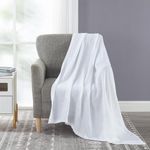 Chezmoi Collection Brussels Belgian Flax Linen Throw Blanket, 50" x 70" - Pre-Washed Super Soft Lightweight Breathable Summer Blanket White Color for Living Room Couch & Bed