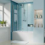 iBath Bathtub Shower Doors 51 in. W x 59 in. H, 1/4" Tempered Glass, Foldable Bathtub Door with Hinged Design, Frameless Shower Door with Brushed Nickel, Reversible for Left or Right Installation.