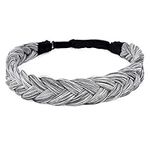 BOBIYA 2 Strands Synthetic Hair Braided Headband Classic Chunky Plaited Braids Elastic Stretch Hairpiece for Women Girl Beauty Accessory (Salt Pepper)