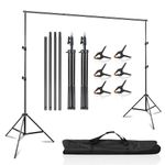 MSKIRA 2x3m/6.5x10ft Photography Backdrop Stand Adjustable Background Support System Kit Backdrop Frame with Carry Bag for Photo Studio Video Birthday Party