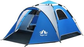 Night Cat Pop Up Tent for 3 4 Man: Waterproof Camping Tent Easy Set Up for Family Festival Camping Picnic in Garden Backyard Park