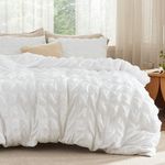 Bedsure Boho Duvet Cover - Boho Bedding Duvet Cover Set for All Seasons, Seersucker Duvet Cover (White, Queen Size, 90"x90")