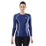 Speedo Women's Solid Long Sleeve Suntop - Ammonite Blue & White