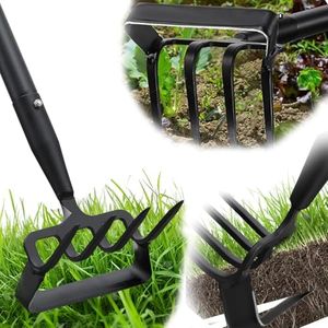 Upgraded Hula Hoe and Garden Hoe, Stirrup Hoe with Adjustable Handle for Weeding Digger loosening Soil Metal Garden Cultivator Hula Hoe with Rake Tiller Cultivator (30-73 Inch)