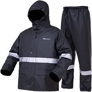 Rain Suits for Men Waterproof Work Heavy Duty Rain Suit Rain coats Rain Gear Jacket and Pants Rainwear, Black, Medium