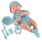 The Magic Toy Shop Bibi Doll - 14" Real Touch Vinyl Skin New Born Girl/Boy Baby Doll With Dummy & Accessories (Blue Boy Doll)