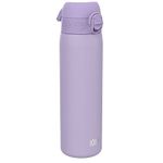 Ion8 Vacuum Insulated Steel Water Bottle, 500 ml/18 oz, Leak Proof, Easy to Open, Secure Lock, Dishwasher Safe, Fits Cup Holders, Carry Handle, Scratch Resistant, Metal Water Bottle, Light Purple