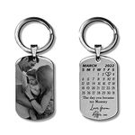 GuteGifts Personalised Calendar Engraved Keyring Dog Tag Gifts for Men Women Photo Key Chain Special Date Keepsake Birthday Christmas Anniversary Presents-The Day You Became My, Silver, M