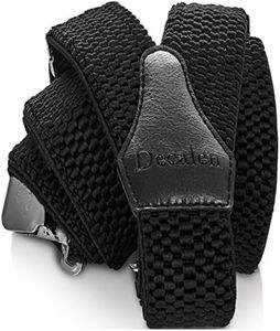 Decalen Bretelle Uomo Eleganti Extra Forte Clip Taglia Unica per Uomini e Donne Grandi e alti Larghezza Regolabile di 4 cm e Forma a Y Elastica (Nero)
