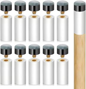 uadbau Pool Cue Tips Replacement Kit - Screw On Pool Stick Tips, Billiard White Ferrules, No Need Glue or Clamp for Snooker and Pool Cues, 12mm/13mm, 5pcs Each (Blue)