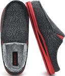 ONCAI Slippers for Men with Orthotic Arch Support,Cotton-Blend High-Density Memory Foam Plantar Fasciitis Comfort House Slippers Warm Faux Fur Clogs Indoor Outdoor Rubber Sole Plaid Black/Red Size 7