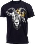 G.O.A.T. | Greatest of All Time Champion Tee Shirt, Goat Fantasy Sports Champ Joke Humor T-Shirt for Men Women, Crown Goat, X-Large