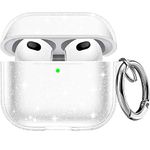 for Airpod 3rd Generation Case Glitter Clear Airpods Case 3rd Generation Bling Apple Airpods 3 Case Cover 2021 with Keychain for Women Girls