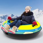 EPN 55'' Heavy Duty Snow Tube with Premium Canvas Covers and Nylon Handles for Adults, Thickened Bottom Inflatable Snow Sled Sledding Toboggan Winter Outdoor Fun Toys