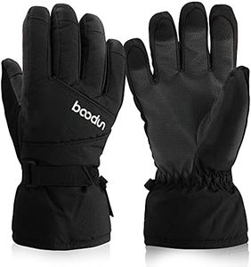 Arcweg Kids Boys Girls Ski Gloves Winter Waterproof Fleece Snowproof Snow Ski Gloves Insulated Thermal Warm Mittens for Children Black L/XL