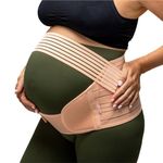 BABYGO® 4 in 1 Pregnancy Support Belt Maternity & Postpartum Band - Relieve Back, Pelvic, Hip Pain, SPD & PGP >> inc 40 Page Pregnancy Book for Birth Preparation, Labour & Recovery XXL Nude