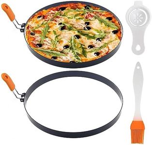 2 Pack 8 Inch Pancake Mold Nonstick Omelet Rings Stainless Steel Pancake Ring Egg Rings with Insulated Handle Round Cooking Rings with Oil Brush and Egg Separator for Breakfast Sandwich Omelette