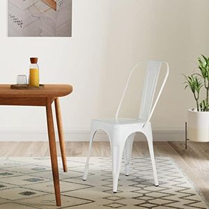 Amazon Brand - Solimo Strites Chair (Rustic Iron, White, 1 Piece)