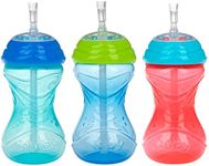 Nuby 3 Piece No-Spill Easy Grip Cup with Flex Straw, Clik It Lock Feature, Boy, 10 Ounce