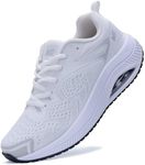 QAUPPE Womens Air Running Shoes with Arch Support Athletic Tennis Sneakers Breathable Sport Gym Walking Shoes White 10
