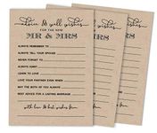 Inkdotpot Pack of 50 Rustic Kraft Advice Cards, Advice & Wishes for The Bride and Groom, Mr and Mrs Wedding Game Activity 5x7 inches