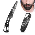 Beard Comb Steel, Folding Beard for Men Grooming & Combing Hair Beards Mustaches, Beard & Mustache Styling Comb Folding Pocket Beard Comb Teeth Beard Comb for Men, Anti-Static, 9.5 * 3 * 1.5 cm