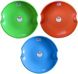 Flexible Flyer 3-Pack Snow Saucer Sleds. Round SNO Slider Discs, Blue, Orange, Green, 26"