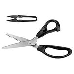 Pinking Shears, Serrated Scissors,Crimping Scissors with Comfort Grips Handle, Professional Dressmaking Sewing Craft Zig Zag Scissors, 9 Inch, Black