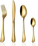 HaWare 24 Piece Gold Cutlery Set Flatware Sets, Stainless Steel Silverware with Knife Spoon Fork, Service for 6, Mirror Finish, Dishwasher Safe (Classical Gold, 6 Sets)