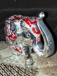 FAME ADDA Elephant/Hathi Showpiece/Elephant Decorative Items for Home Decor/Your Work Place/Statue for Good Luck/Pooja Ghar/Vastu Elephant/4 inch/1Elephant-Pack of 1(Silver & Red)