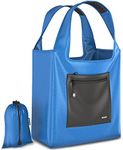 Bag Factor Premium Reusable Grocery Bag – Heavy Duty Foldable Shopping Bag Tote, Sky Blue, Large