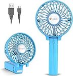 VersionTech Mini Handheld Fan, Foldable Personal Portable Desk Cooling Fan with USB Rechargeable Battery Operated Electric Fan for Office Room Outdoor Household Traveling(3 Speed, Blue)