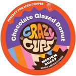 Crazy Cups Flavored Coffee Pods, Chocolate Glazed Donut, Flavored SIngle Serve Coffee Capsules for all Keurig K Cups Coffee Makers, 22 Count (Pack of 1)