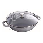 STAUB CAST Iron Wok with Glass LID I 4.5 QT -Grey, Regular (40511-462-0)