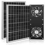 Fanspex Solar Powered Fan with 20000mAh/66.6Wh Battery Backup, 50W Solar Panel Powered Rechargeable Dual Exhaust Fan Kit for Chicken coop, Greenhouse, Shed, Pet House, IP67 Waterproof for Outdoor