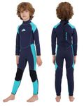 XUKER Wetsuits Kids 3mm, Neoprene Wet Suits for Kids in Cold Water Full Body Dive Suit for Diving Snorkeling Surfing Swimming Canoeing (Blue,8)