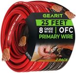 GearIT 8 Gauge Wire Oxygen Free Copper OFC (25ft Each- Black/Red Translucent) 8 AWG - Primary Automotive Wire Power/Ground, Battery Cable, Car Audio Speaker, RV Trailer, Amp, Electrical 8ga - 25 Feet