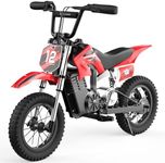 isinwheel A12 Electric Dirt Bike for Kids, 36V 350W Electric Kids Motorcycle - Up to 15.5MPH & 14 Miles Long-Range, 3-Speed Modes, LED Lights, Dual Shock Absorption, Motorcycle for Ages 3-10(Red)