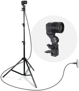 LimoStudio Photography AC Socket for Universal Bulb E26 E27 Base with Umbrella Reflector Holder, 7 ft. (83 inch) Light Stand Tripod Lamp Holder, UL Listed, 11 ft. Upgraded-Long Cable Cord, AGG2945