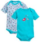 Schnizler Baby Body 1/4-Arm 2er Pack Vögelchen Bodysuit, Turquoise, 3-6 Months (Size: 62/68)