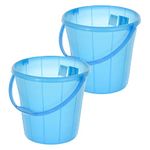 Kuber Industries Multiuses Plastic Bucket with Handle & Measuring Scale, 16 Litre Pack of 2 (Blue)-46KM0329